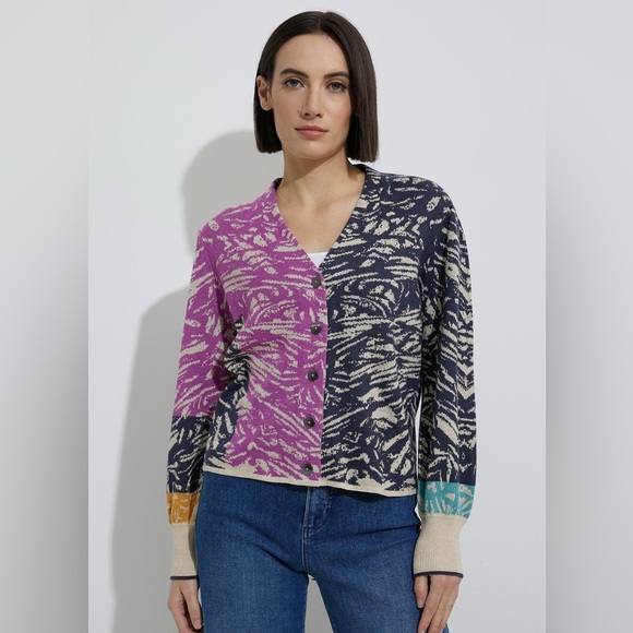 Nic + Zoe Animal Instinct Cardigan‎ Animal Print Cotton /Linen Style F221178 M - Picture 1 of 7